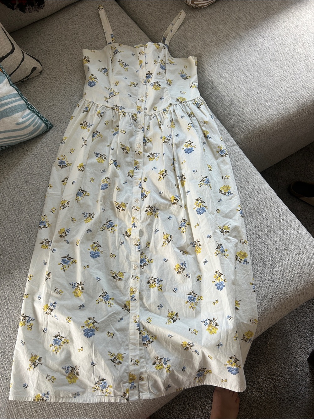 Levi’s Brand White Floral Button-Front Sundress with Spaghetti Straps